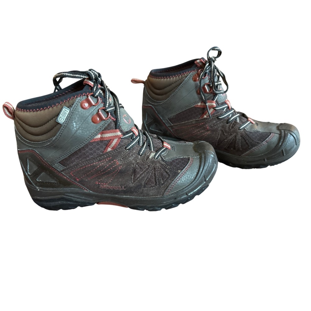Merrell Capra Mid WTPF Hiking Boots Kids 3.5M Brown Grey  Waterproof